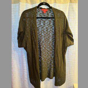 Olive Green Open Front Airy Cardigan Catherine Malandrino X-Large